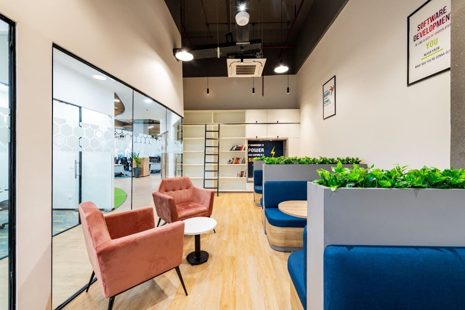 Ergonomic seating in open office lounge